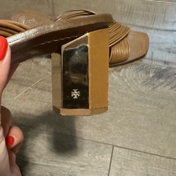 Tory Burch Strappy Block Heel Sandal Brown 9 - Picture 2 of 7